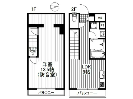コルティーレ下北沢(1LDK/1階)の間取り写真