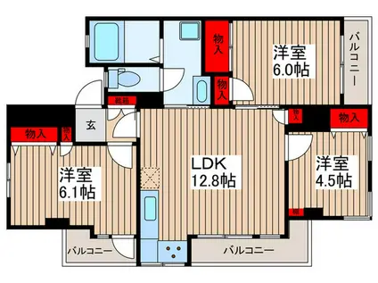 エクセルハイム常盤(3LDK/3階)の間取り写真