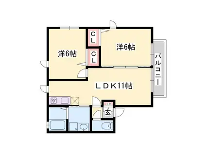 ＪＲ赤穂線 播州赤穂駅 徒歩27分 2階建 築22年(2LDK/2階)の間取り写真