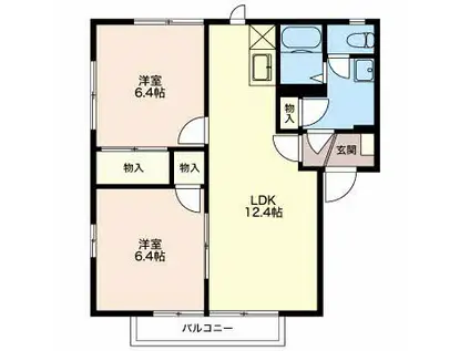 フレグランス ヴェルジェ B セ(2LDK/2階)の間取り写真