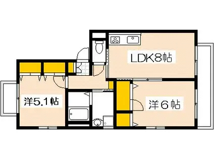 グランメールA棟(2DK/2階)の間取り写真