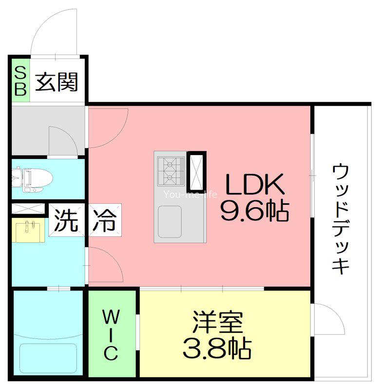 FLEURS DE CERISIER(1LDK/2階)の間取り写真