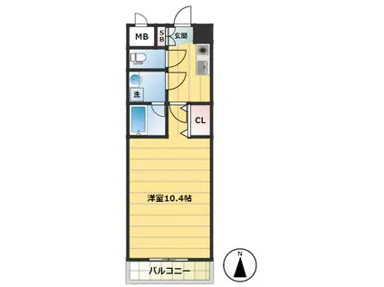 オーヴェル東葛西(1K/2階)の間取り写真