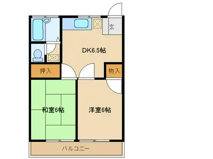 みどりハイツIII(2DK/1階)の間取り写真