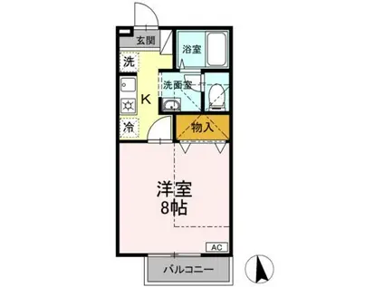 コンフィアンサ山本(1K/2階)の間取り写真