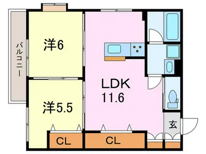 PARKSIDE RESIDENCE(2LDK/3階)の間取り写真