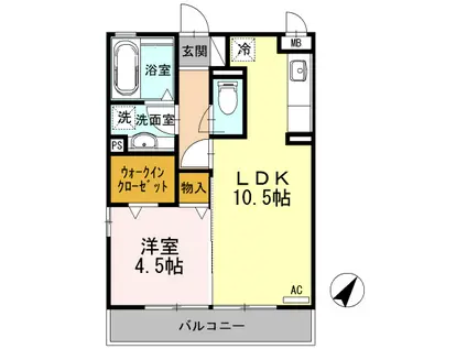 ハウオリ・ハレ(1LDK/1階)の間取り写真