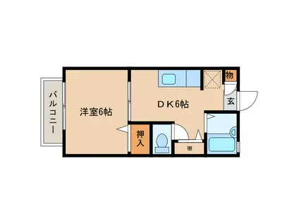 シャーメゾン恒久(1DK/2階)の間取り写真