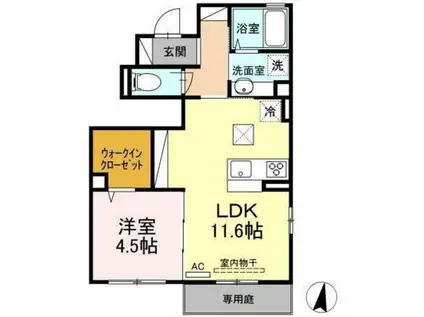 メゾン・ド・ビーエー(1LDK/1階)の間取り写真