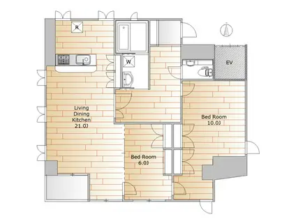 第二栄晃ビル(2LDK/5階)の間取り写真