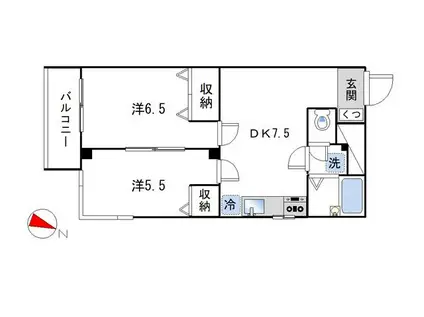 メゾン三貴(2DK/2階)の間取り写真