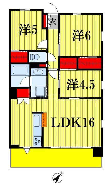 センチュリー千葉みなと(3LDK/3階)の間取り写真