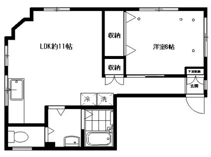 信晃ビル(1LDK/2階)の間取り写真