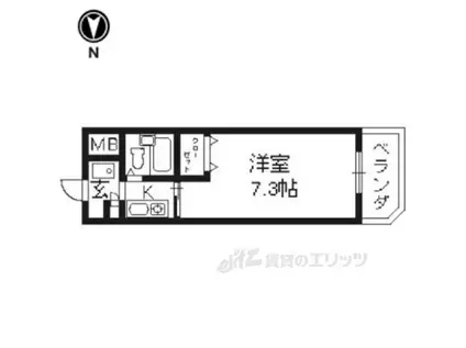 インペリアル桂(1K/1階)の間取り写真