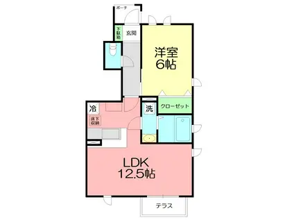 MARIAGE(1LDK/1階)の間取り写真