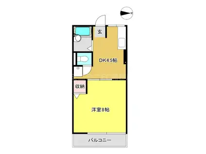 カルムM2(1DK/2階)の間取り写真