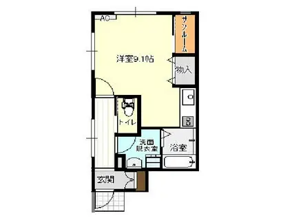 アバンティ旭ヶ丘A(ワンルーム/1階)の間取り写真