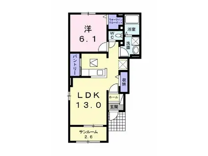 ガーデンハウス・プリムローズ(1LDK/1階)の間取り写真