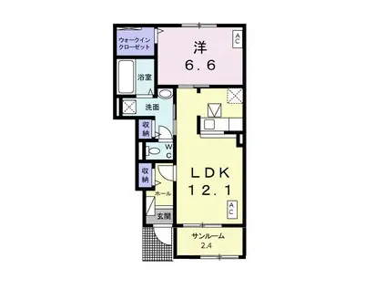サウス カレント・A(1LDK/1階)の間取り写真