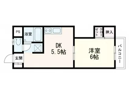 リオン・カスミ(1DK/2階)の間取り写真