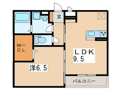ハートワン旭町(1LDK/2階)の間取り写真