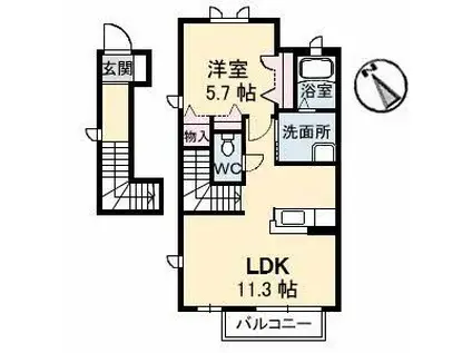 アレグリア(1LDK/2階)の間取り写真