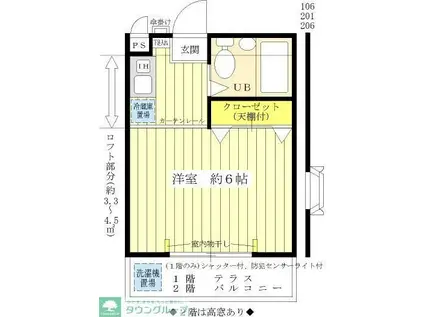 エスペランス喜多見(1K/1階)の間取り写真