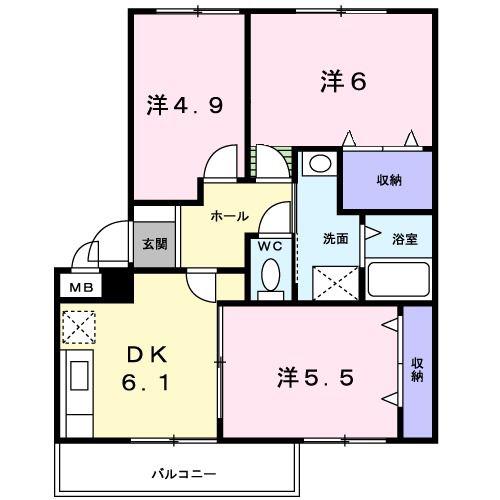 サンライトヒルズ(3DK/3階)の間取り写真