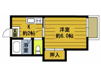 サニーハイツ丸山(1K/2階)の間取り写真