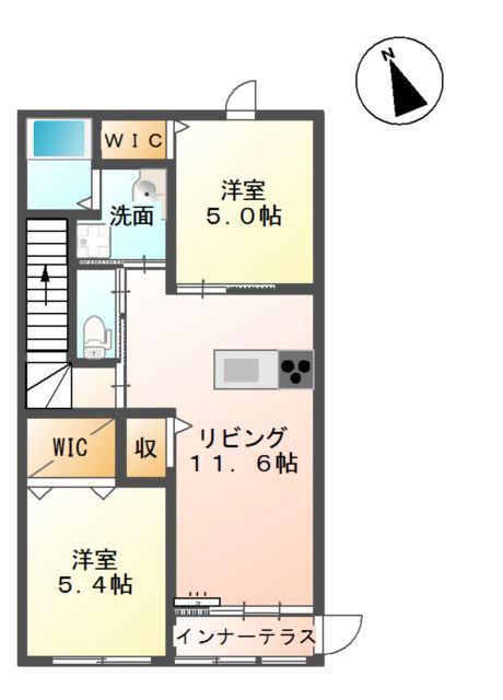 GRACE COURT(2LDK/2階)の間取り写真