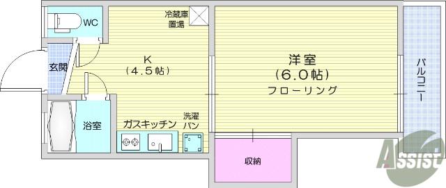 梅田マンション(1K/1階)の間取り写真