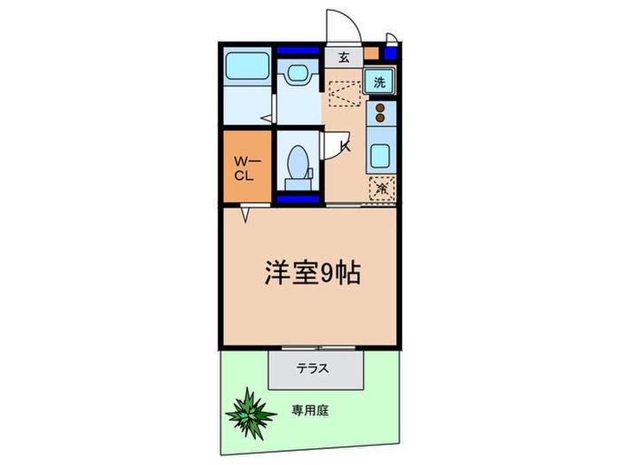 セジュールKAMINS(1K/1階)の間取り写真