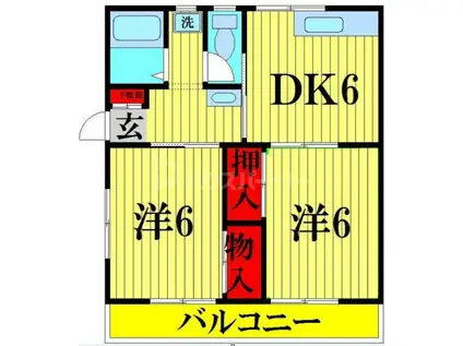 キャピタルハイツ II(2DK/1階)の間取り写真