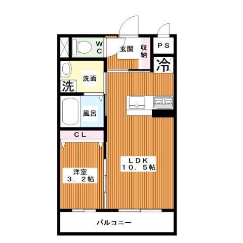 アンジューVII(1LDK/1階)の間取り写真