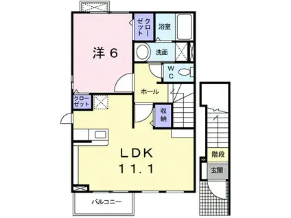 エイトヴィレッジ(1LDK/2階)の間取り写真