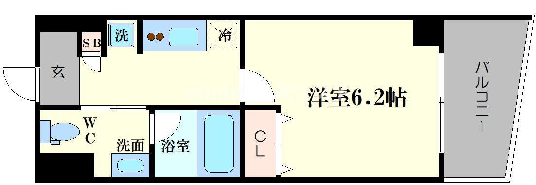 FUJIMAN北山町(1K/3階)の間取り写真