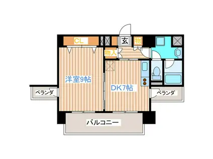 ガーネットヒルズ上杉(1K/6階)の間取り写真