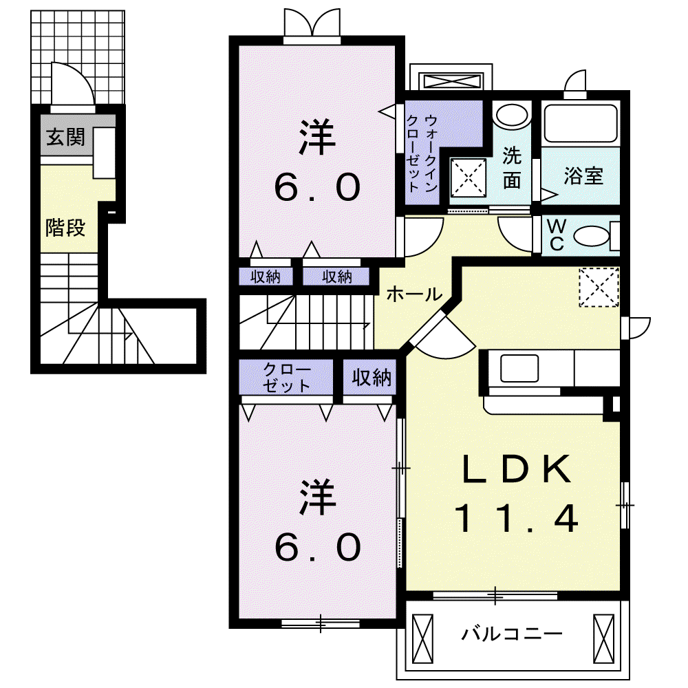 ラシーヌ花みずきB DK(2LDK/1階)の間取り写真