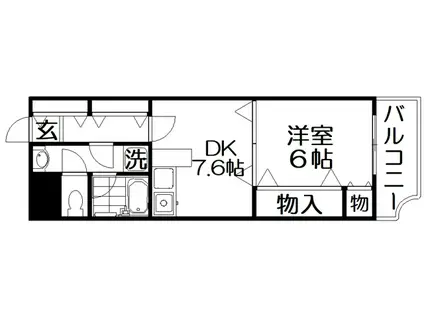 宮之阪ウェーブ(1DK/6階)の間取り写真