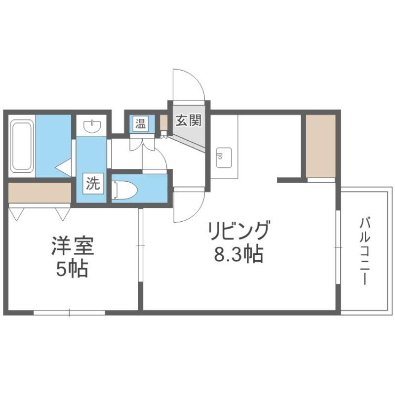 エフュート澄川(1LDK/2階)の間取り写真