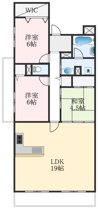 インペリアル鳳(3LDK/2階)の間取り写真