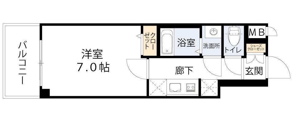 D.CLAREST玉造(1K/5階)の間取り写真