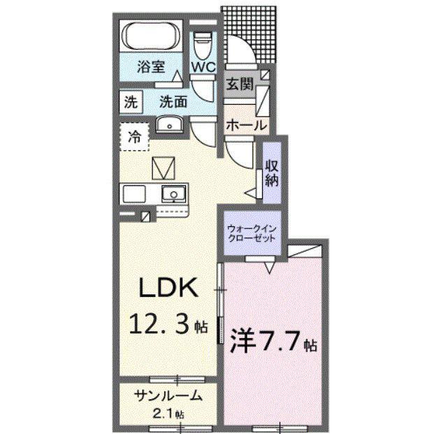 RUSCELLEI(1LDK/1階)の間取り写真