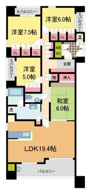 アーバンビュー甲子園口北町(4LDK/6階)の間取り写真