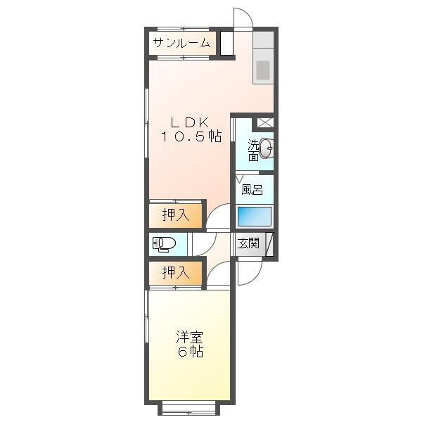 パレスプランタン(1LDK/1階)の間取り写真