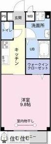 ヴィラ・ルミエールII(1K/1階)の間取り写真