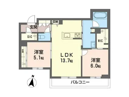 リッツ・リン(2LDK/2階)の間取り写真