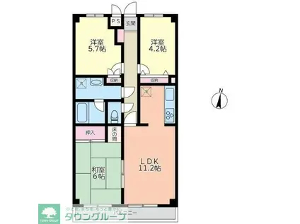 ニューリバーコート(3LDK/2階)の間取り写真