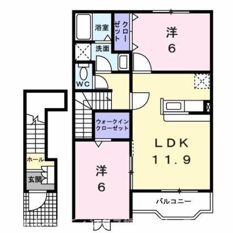 ポライトリー ガーデンD棟(2LDK/2階)の間取り写真