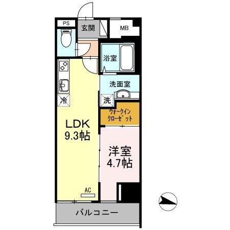 アロフト(1LDK/6階)の間取り写真